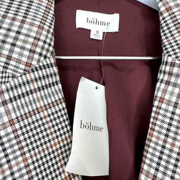 NWT Böhme Brown & Black Plaid Oversized Single Button Blazer Size S - Picture 3 of 8